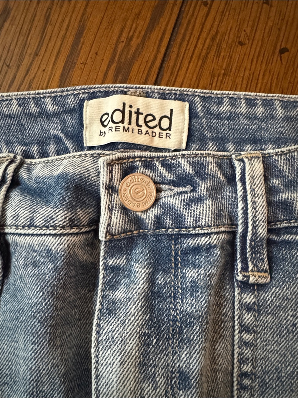 Edikted Light Blue Denim Mini Skirt with Front Patch Pockets, 8, New - Picture 3 of 6